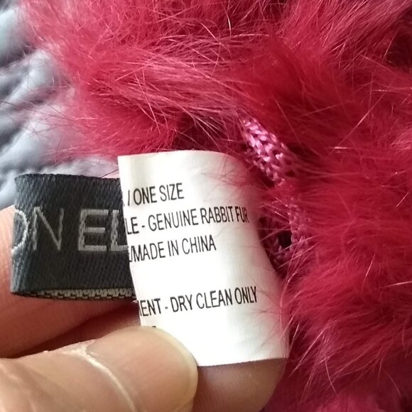 vintage y2k rabbit fur pom pom long scarf NWOT - Picture 7 of 8
